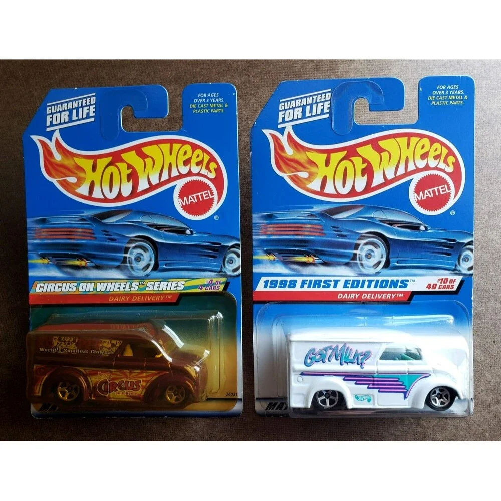 Hot Wheels DAIRY DELIVERY '98 FIRST EDITIONS & CIRCUS ON WHEELS SERIES LOT OF 2